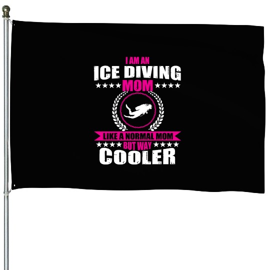Funny Ice Diving Mom For Women House Flags