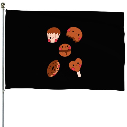 Cute Chocolate Sweet Desserts Sticker Pack House Flags