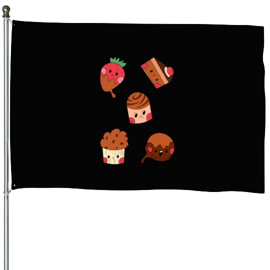 Cute Chocolate Sweet Desserts Sticker Pack House Flags