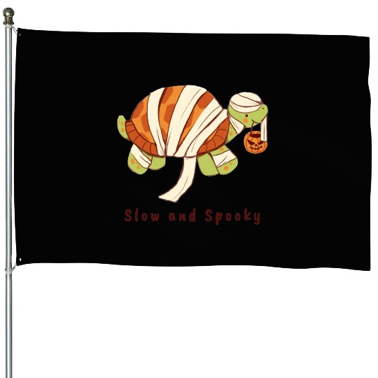 Slow And Spooky Halloween Spooky Mummy Tortoise House Flags