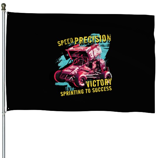 Sprint Car Mom Dirt Track Racing Racing Race Day House Flags