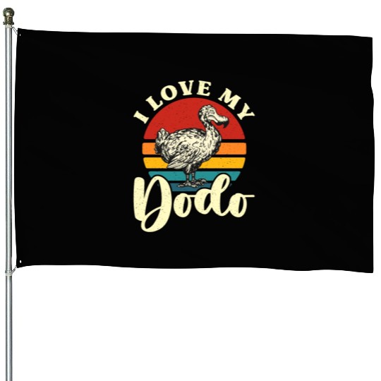 Dodo Bird I Love My Dodo Retro Flightless Animals House Flags