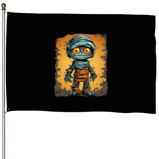 Halloween Spooky Cartoon Mummy House Flags