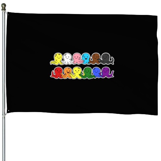 Pride Progress Flag Octopus Design for Equality House Flags
