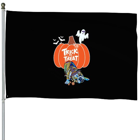 Halloween French Bulldog Trick or Treating House Flags