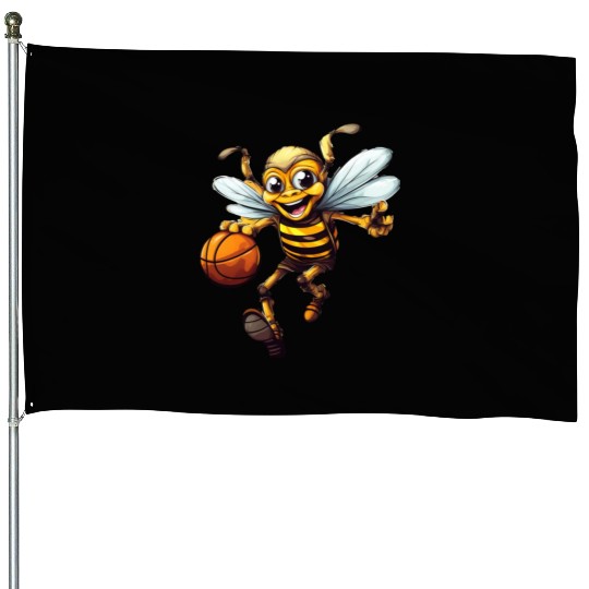 Laughing basketball bee House Flags
