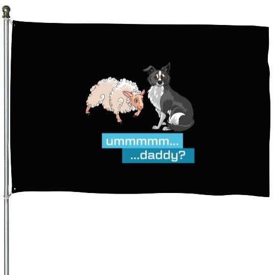 Sheep Herding Daddy Border Collie, Aussie House Flags