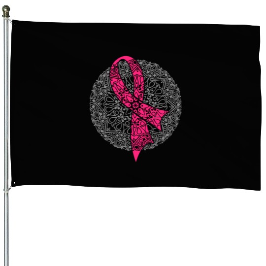 Breast Cancer Mandala House Flags