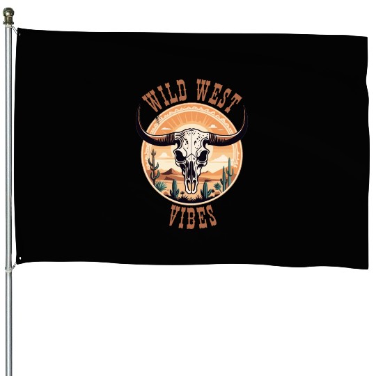 Vintage Cow Skull Wild West Vibes House Flags