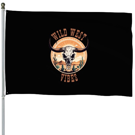 Vintage Cow Skull Wild West Vibes House Flags