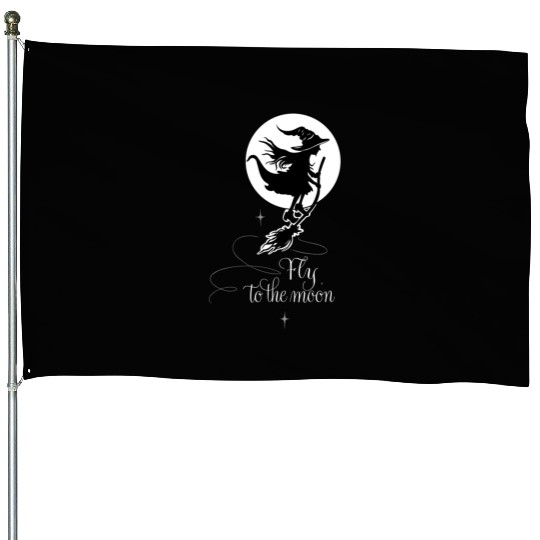 Witch Wizard Broom Halloween House Flags