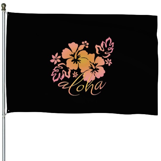 Hawaiian Sunrise Hibiscus Aloha Graphic House Flags