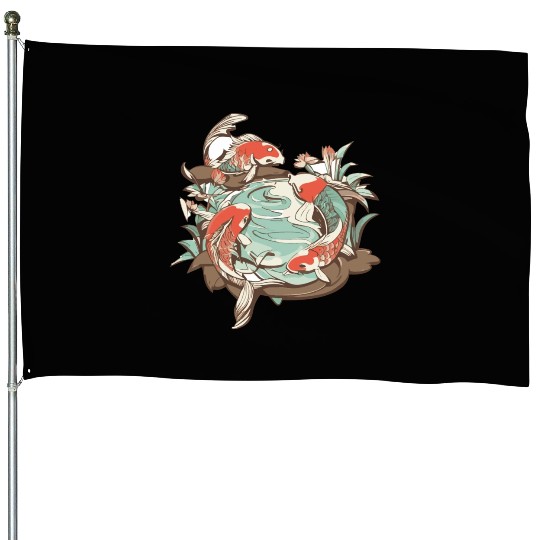 Tranquil Oasis: Koi Pond Serenity House Flags