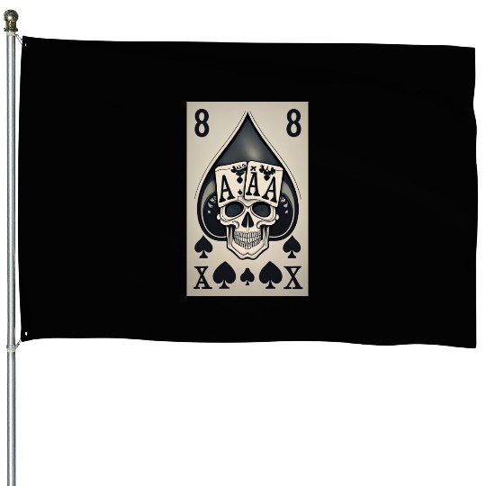 card with skeleton head (halloween design) House Flags