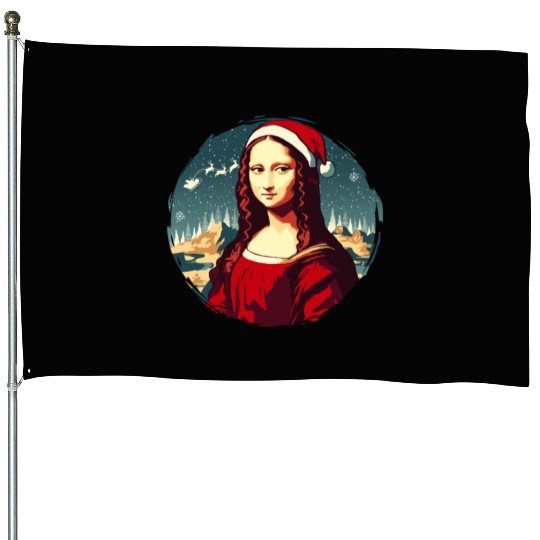 Mona Lisa Funny Christmas Art House Flags