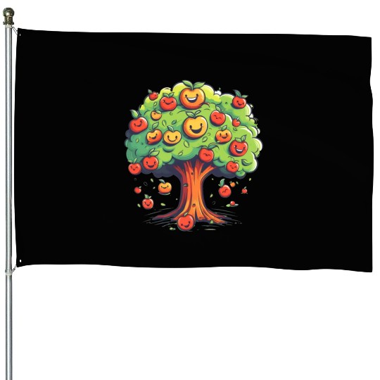 Apples Tree Fruit Orchard Apple Picking Cute House Flags