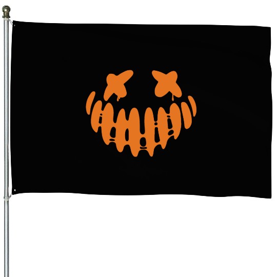 Jack O Lantern Scary Carved Pumpkin Face Halloween House Flags