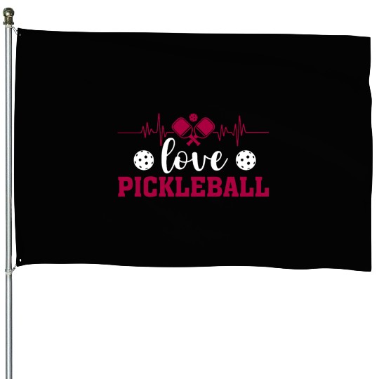 I Love Pickleball Funny Pickle Ball House Flags for Player
