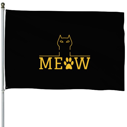 Cat Meow Gift For Cat Lover House Flags