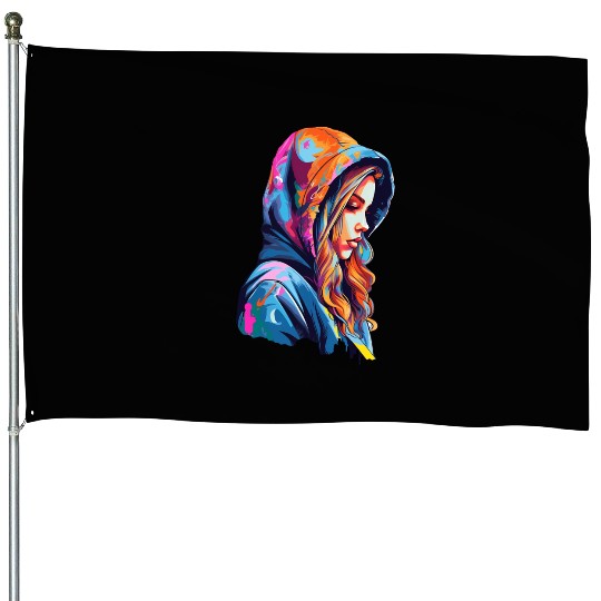 The Hooded Girl House Flags