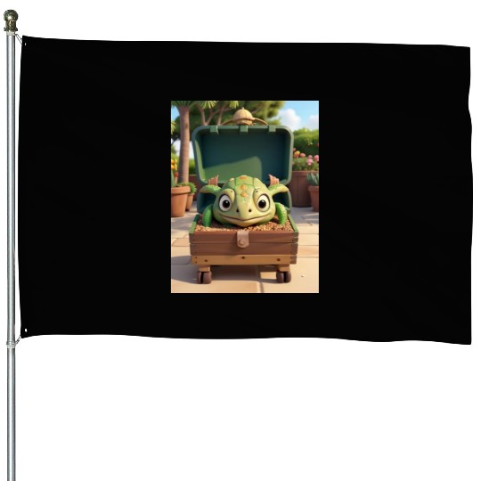 Tortuga grande con caja en jardin House Flags