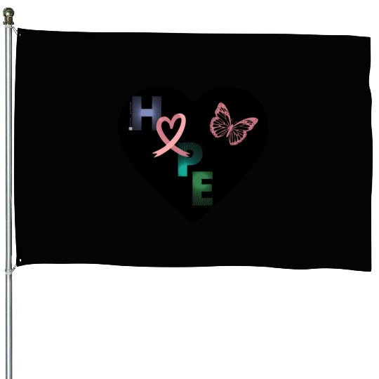 Breast Cancer Hope and Butterfly Heart House Flags