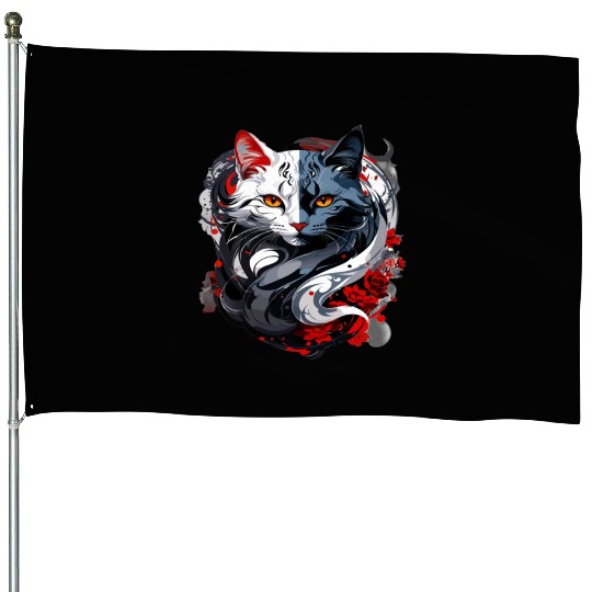 CrazyCat Kitten Meow Lovers Cat Silhouette Apparel House Flags