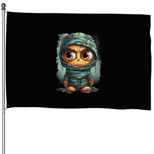 Halloween Spooky Cartoon Mummy House Flags