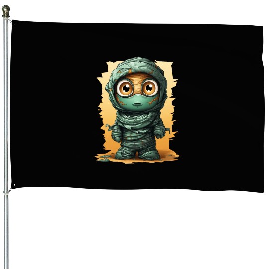 Halloween Spooky Cartoon Mummy House Flags