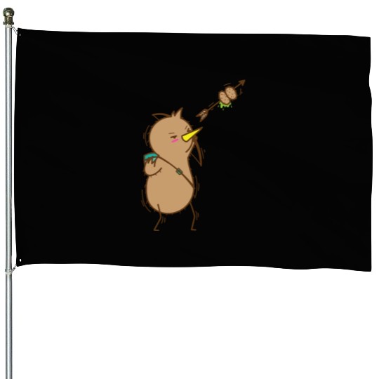 Kiwi with Bow and Arrow Bird and Fruit House Flags