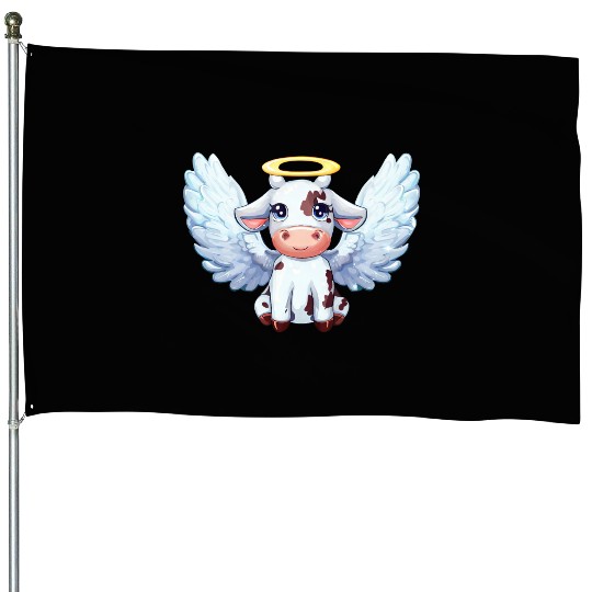 cow angel wings farm halo House Flags