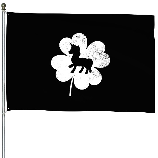 Unicorn Shamrock Saint Patricks Day House Flags