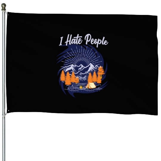 I hate people hiking design House Flags