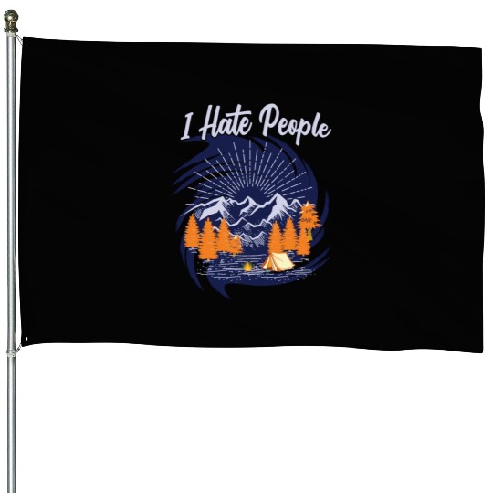I hate people hiking design House Flags