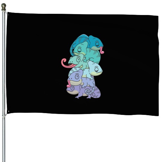 Neptunic Flag Pride Lgbtq Cute Chameleon Pile House Flags