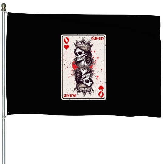 Queen of Hearts Card Game Horror Heart Queen House Flags