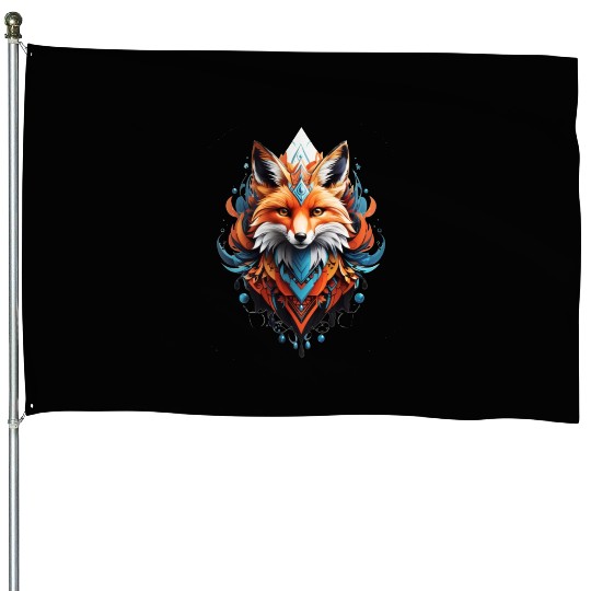 Mystical fox head artwork House Flags