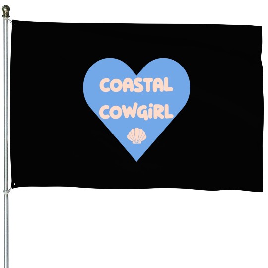 Coastal Cowgirl blue heart House Flags