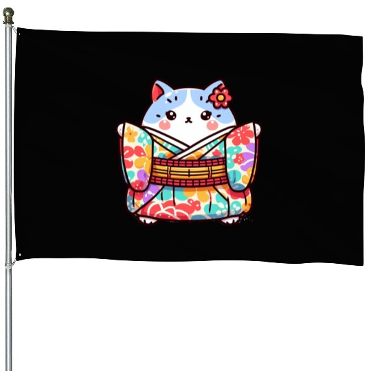 Japanese cat or Neko House Flags