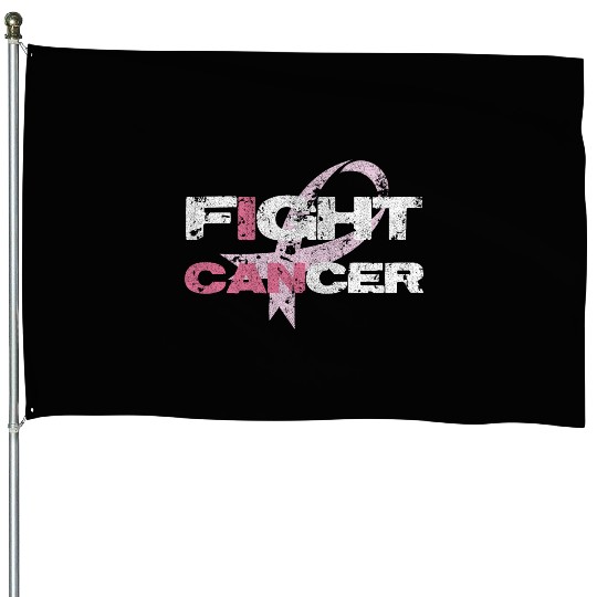 Fight cancer. Breast cancer awareness. House Flags