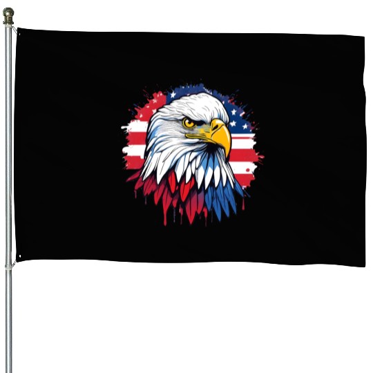 American flag and majestic eagle House Flags
