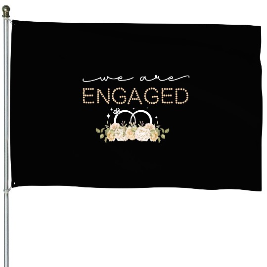 Couple Matching Fiancé Engagement Bride House Flags