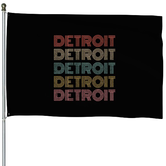 Vintage Retro Detroit Michigan House Flags 70s 80s Style