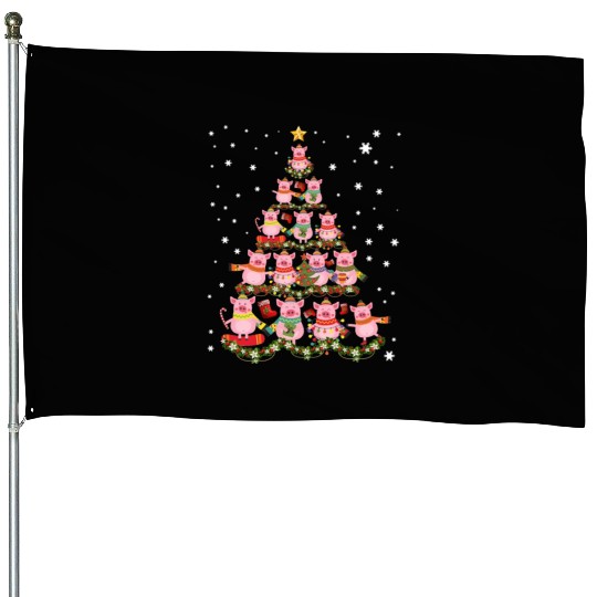 Pigs Christmas Tree Pigs Xmas Ornaments House Flags