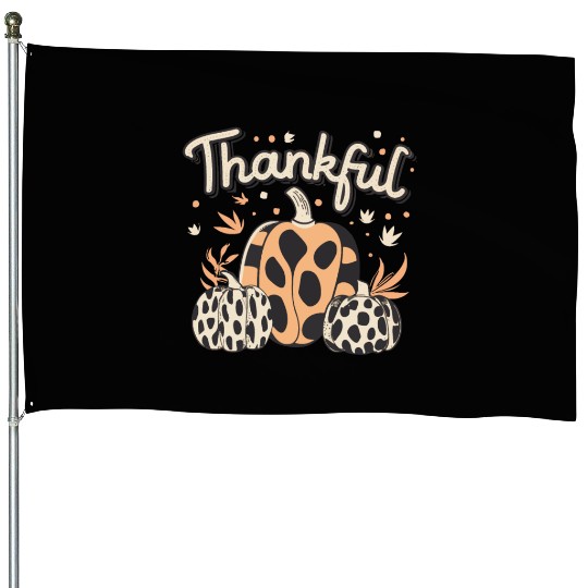 Thankful Thanksgiving Fall Vibes House Flags