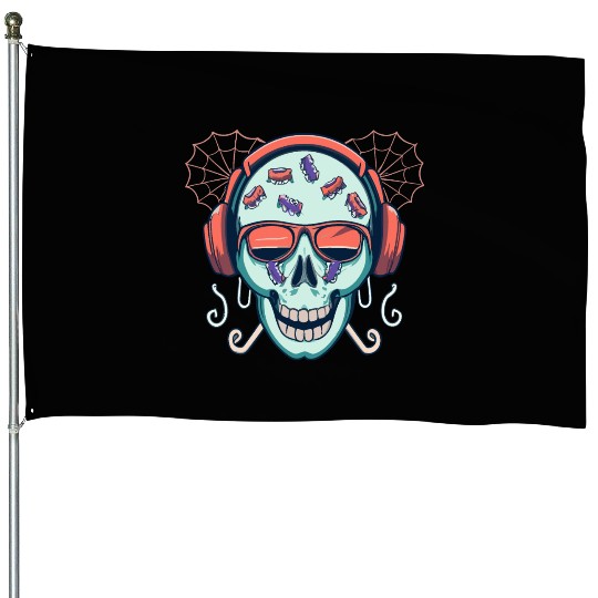 Skull Candy Halloween For Music House Flags
