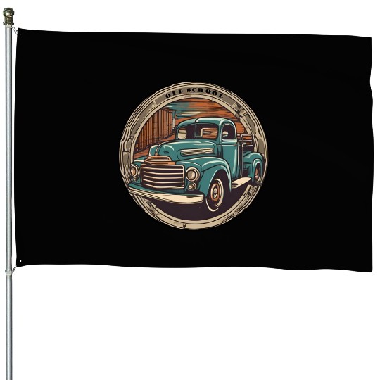 Old School Truck / Oldtimer / Car / Vintage / 60s House Flags