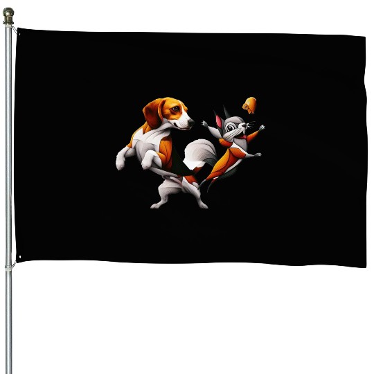Beagle s Squirrel Dance Off House Flags