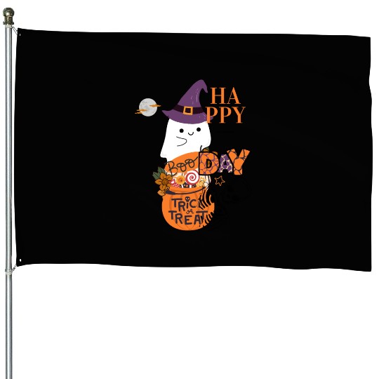 Happy Day Boo Witch Trick or Treat Ghost House Flags