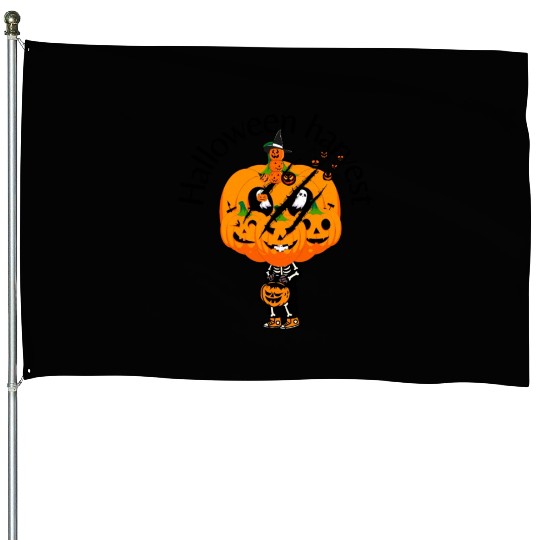Halloween Harvest Pumpkin Slash Trick or Treater House Flags